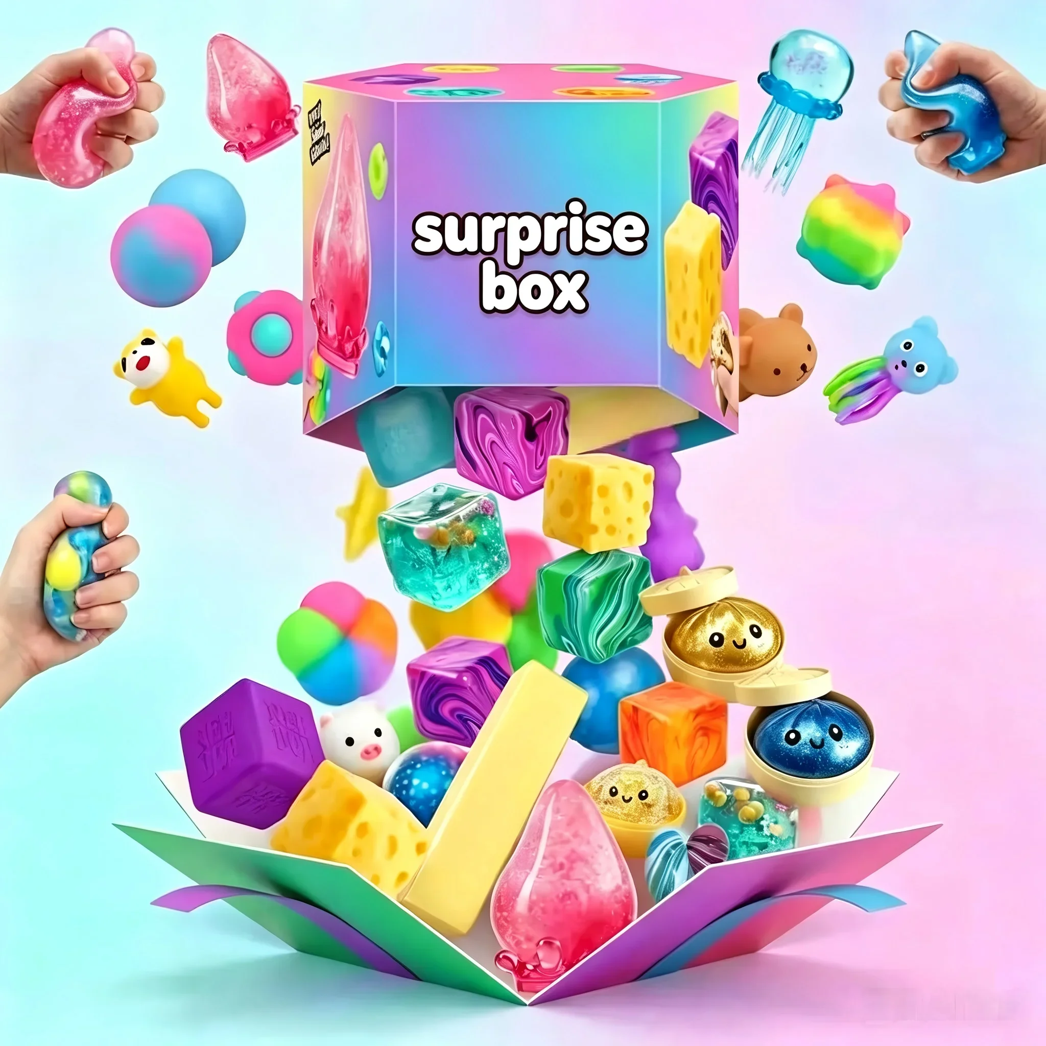 Food & Snacks Colouring Book - 120+ таинственных игрушек-антистресс в коробке-сюрпризе, имитация